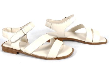 Sandale crem din piele naturală Bianca Solea cu închidere velcro