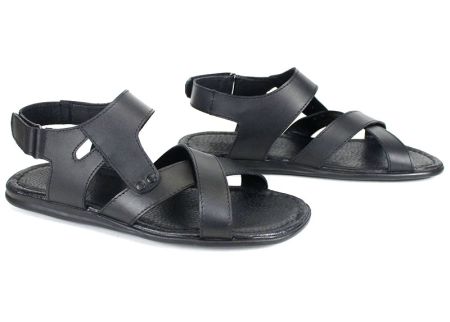 Sandale barbatesti din piele naturala de culoare neagra - model Vladi