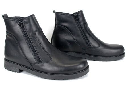 Cizme barbati de piele cu două fermoare în modelul negru Vito