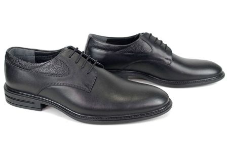 Pantofi eleganți bărbătești Verso Notte din piele naturală neagră, talpă flexibilă și design clasic cu șireturi