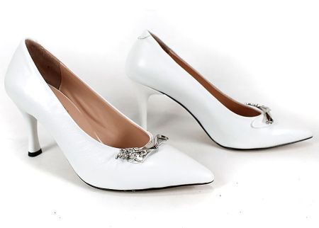 Pantofi eleganți Luxe Éternelle piele albă – vedere frontală