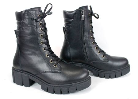 Ghete damă Linea Ombra din piele naturală – negre, cu toc mediu și blană călduroasă | Peshtera Stil