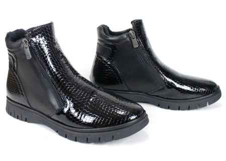 Cizme casual dama din piele de sarpe neagra - Model Ashley