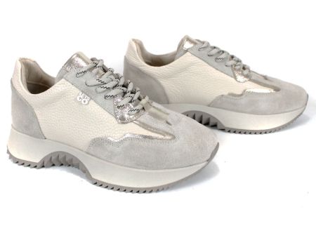 Pantofi sport dama Nova Stella din piele naturală – negru și platină
