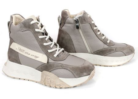 Sneakers damă Terra Pulse – piele naturală și velur, căptușeală caldă