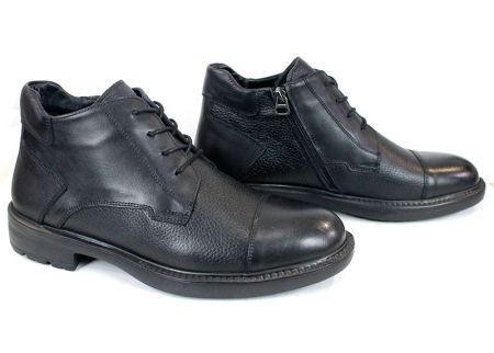Cizme barbatesti din piele naturala de culoare neagra - model 334112