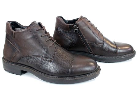 Cizme barbatesti din piele naturala de culoare neagra - model 334112