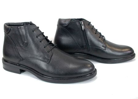 Cizme barbatesti din piele naturala de culoare neagra - model 334112