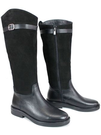 Cizme de dama din piele naturala de culoare neagra - model 125587