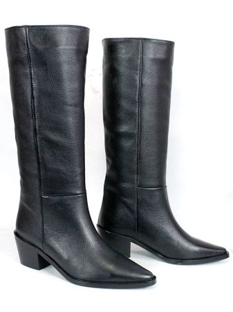 Cizme de dama din piele naturala de culoare neagra - model 125587