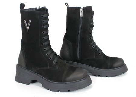 Ghete damă Terra Vento din nubuc natural – culoare neagră