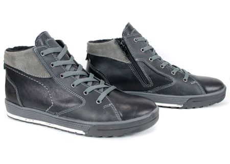 Ghete bărbătești Strada Vero din piele naturală, combinație negru și maro deschis