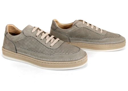 Pantofi bărbați Metro Rise din nabuc natural gri cu perforații