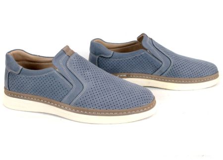 Mocasini barbatesti din piele naturala de culoare albastru-gri - ModelApache