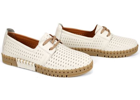 Magia Fiore – Pantofi de damă bej din piele naturală cu perforații florale