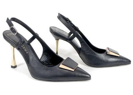 sandale dama elegante Velora Muse piele naturala neagra