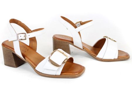 Silent Grace – sandale damă albe cu toc din piele naturală
