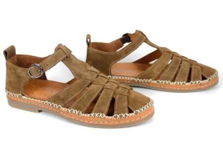 Novira Sense – sandale damă din velur natural maro deschis cu confort autentic