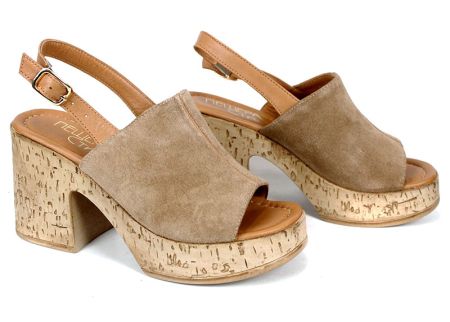 Sabot dama Aura Clara – stil western reinterpretat din piele naturală, culoare bej taupe