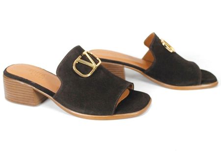 Vita Colore – papuci damă din piele naturală întoarsă în bej deschis și vizon