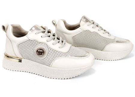 Linea Vibe – sneakers damă din piele naturală și velur maro închis