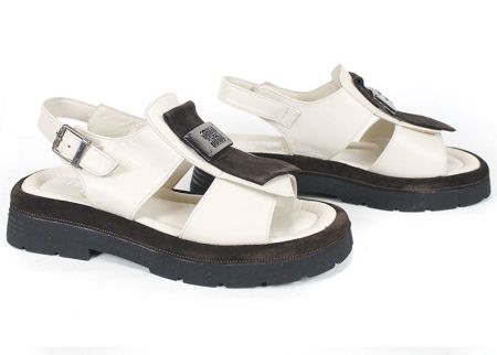 sandale dama piele naturala talpa groasa bej