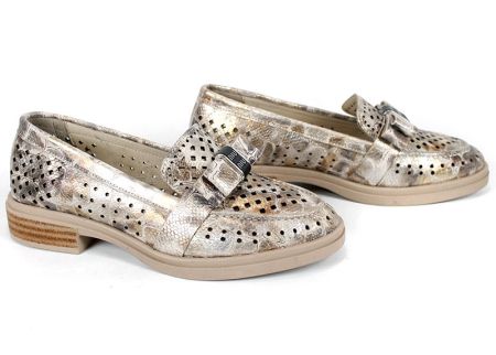 pantofi damă vizon piele naturală perforată