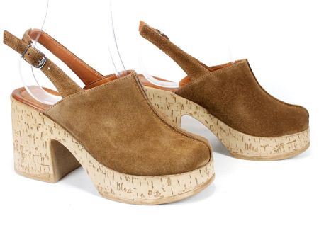 Sabot dama Aura Clara – stil western reinterpretat din piele naturală, culoare bej taupe