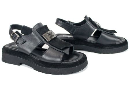 Sorella Vanta – sandale damă din piele naturală neagră cu talpă masivă