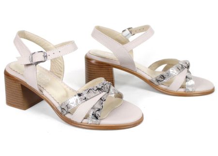 Serina Voss – sandale elegante damă din piele naturală mov pal cu toc