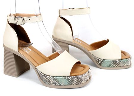 Velora Linea – sandale damă cu platformă din piele naturală în nuanță vizon