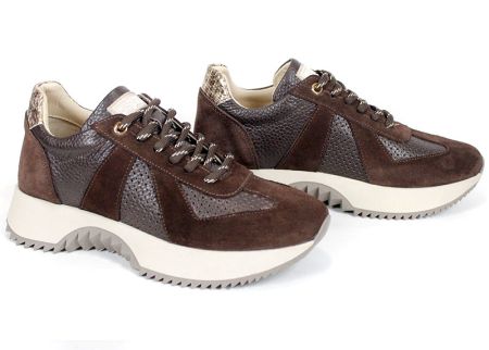 sneakers damă piele naturală velur maro închis