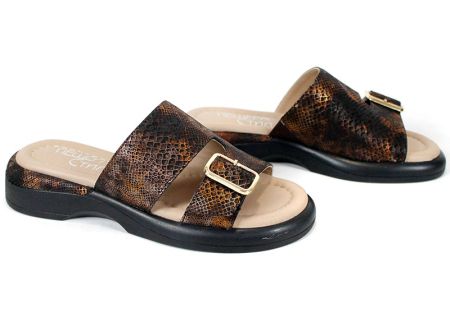 Papuci damă Luna Fiera piele bej cu detaliu leopard