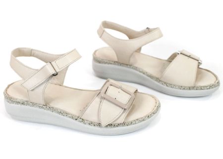 Liora Vane – sandale damă din piele naturală maro deschis cu talpă cusută confortabilă