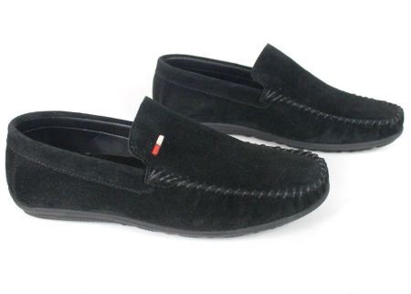 Mocasini bărbătești Miro Classico din piele naturală velur neagră