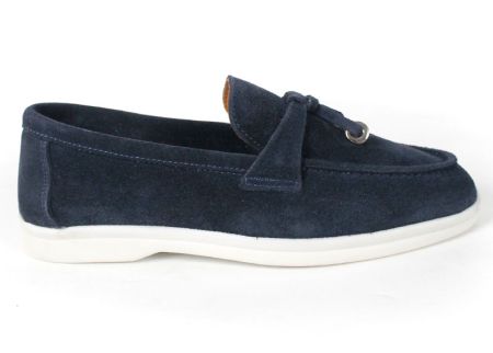 Mocasini damă din piele întoarsă naturală bleumarin – Vero Lume