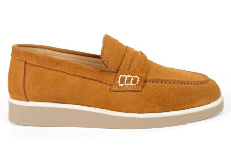 Mocasini damă din piele întoarsă naturală maro deschis – Vero Lume