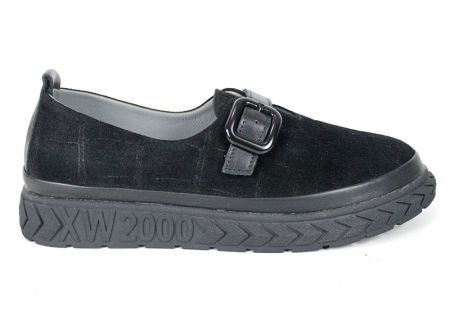 Pantofi de damă Lucia Ferrero din piele întoarsă naturală neagră cu imprimeu croco
