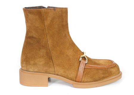 Ghete de damă Eleganza din piele întoarsă naturală culoare scorțișoară