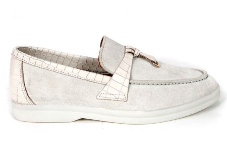 Camilla Ferraro – mocasini de damă din piele întoarsă naturală bej