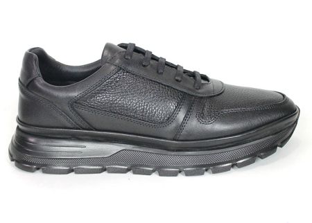 Stefano Valenti – sneakers pentru bărbați din piele naturală netedă și granulată neagră