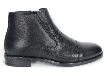 Leonardo Ferrante – Men's Elegant Black Ankle Boots in Smooth and Textured Genuine Leather