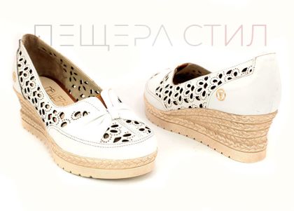Pantofi de vara de dama cu perforare 400 B realizati integral din piele naturala