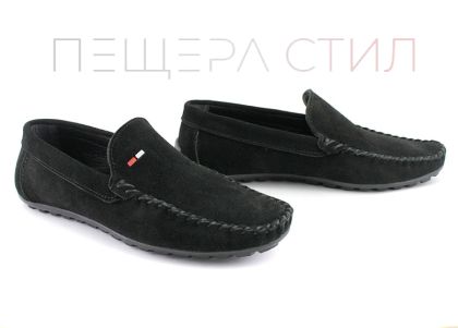 Mocasini de piele intoarsa pentru barbati in albastru, model Maxim.
