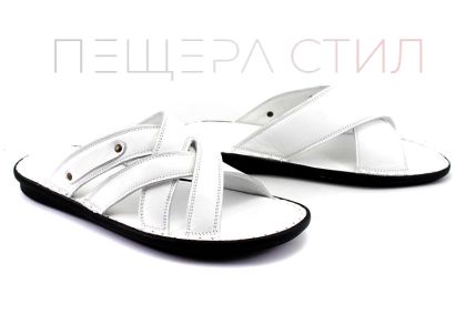 Papuci barbati din piele naturala alba - model Batoya.