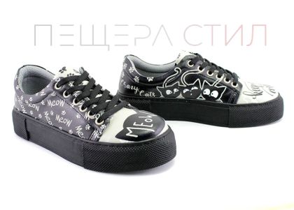 Pantofi sport de damă în negru cu inscripții - Model Luana