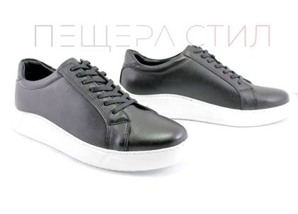 Pantofi barbati din piele negri cu talpa alba - Model Lazaro