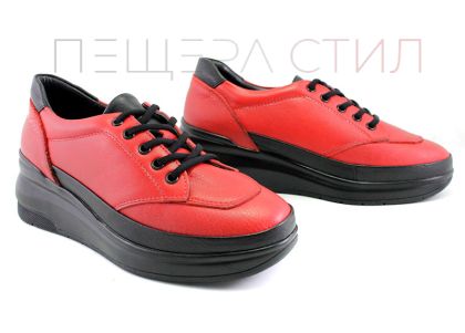 Pantofi casual pentru femei, cu șireturi roșii - Model Sierra