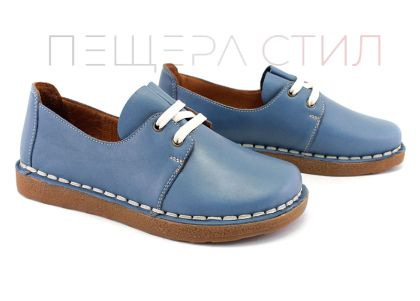 Pantofi casual dama din piele moale din denim albastru - Model Zita.