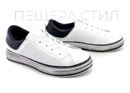 Pantofi sport de dama in alb cu albastru inchis - Model Lisa.